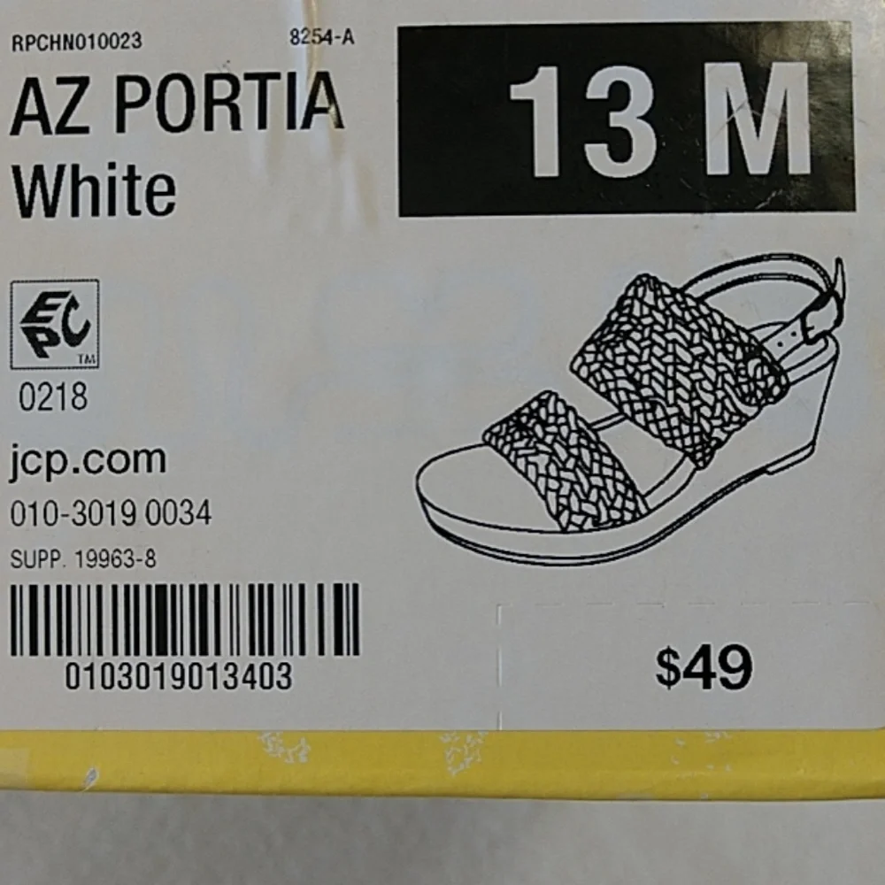NEW Girls Shoes White Sandals Strappy Woven Lace Platform Wedge Heel Arizona 13M